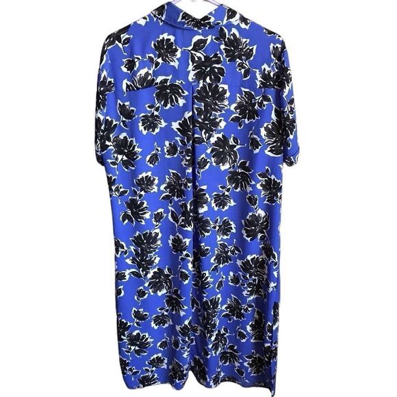 Lane Bryant blue floral long tunic top blouse Plus size 18/20 short sleeve - Picture 2 of 5